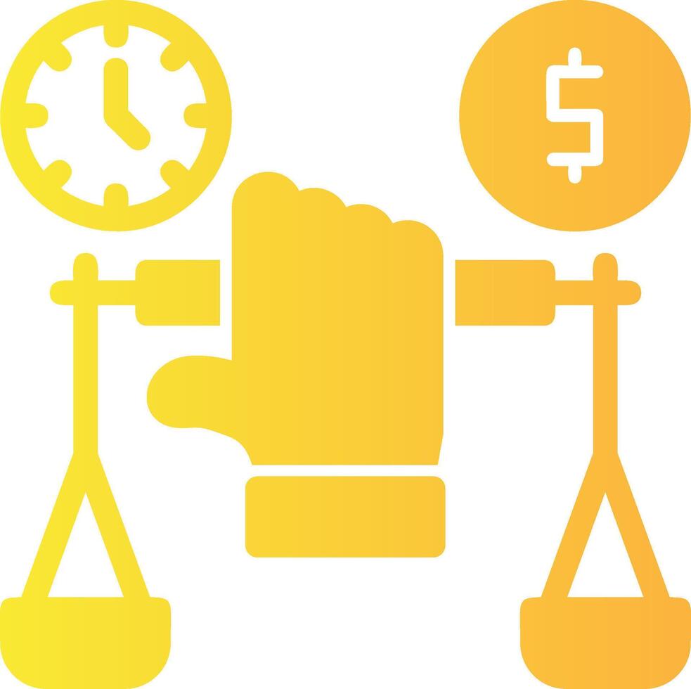Hand holding a balance scale for negotiation Solid Multi Gradient Icon vector