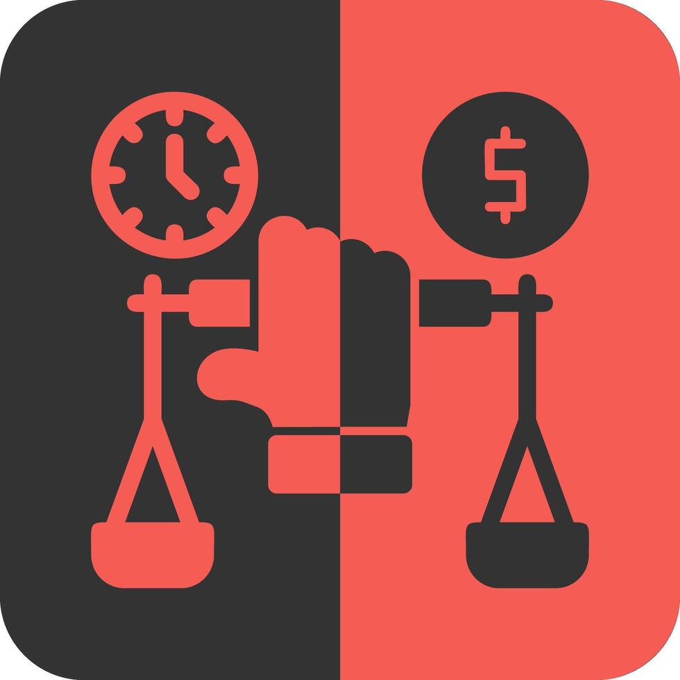 Hand holding a balance scale for negotiation Red Inverse Icon vector