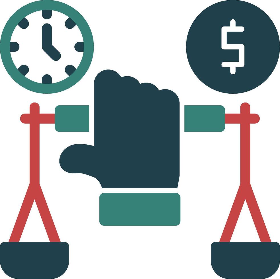 Hand holding a balance scale for negotiation Glyph Two Color Icon vector