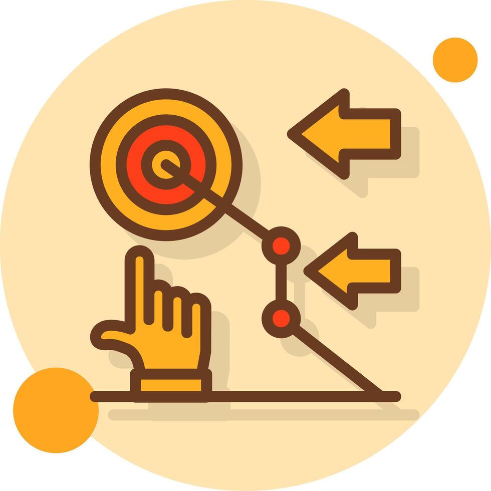 Hand with a target for goal setting Filled Shadow Circle Icon vector