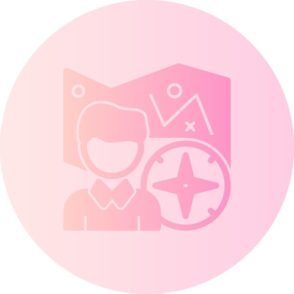 Person with a map and compass for direction Gradient Circle Icon vector