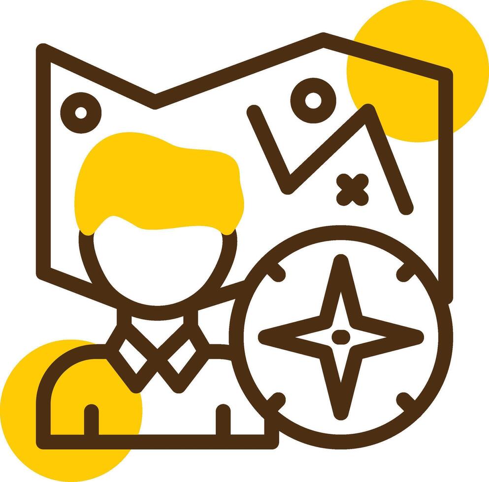 Person with a map and compass for direction Yellow Lieanr Circle Icon vector