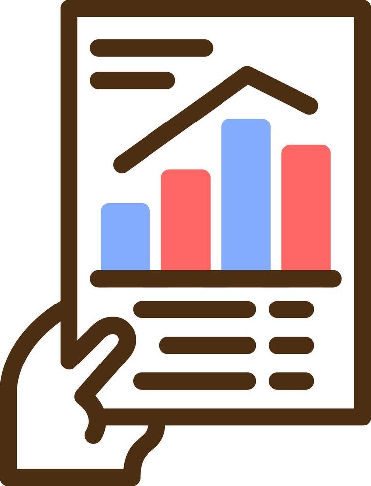 Hand holding a chart indicating progress Color Filled Icon vector