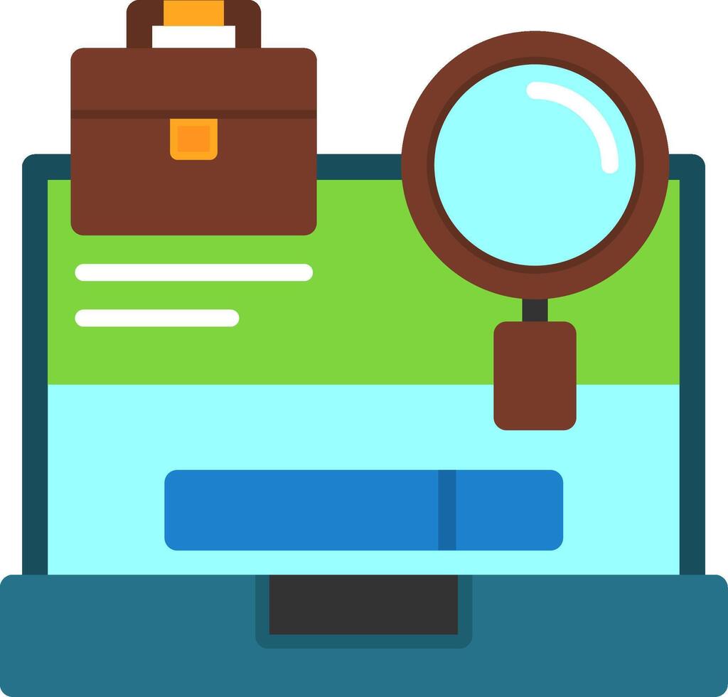 Laptop with a Job Search button Flat Icon vector