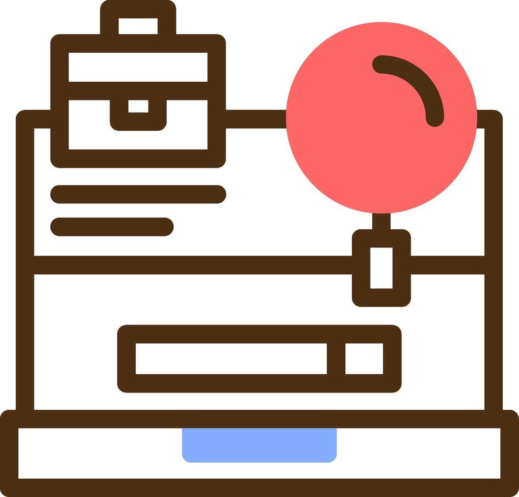 Laptop with a Job Search button Color Filled Icon vector