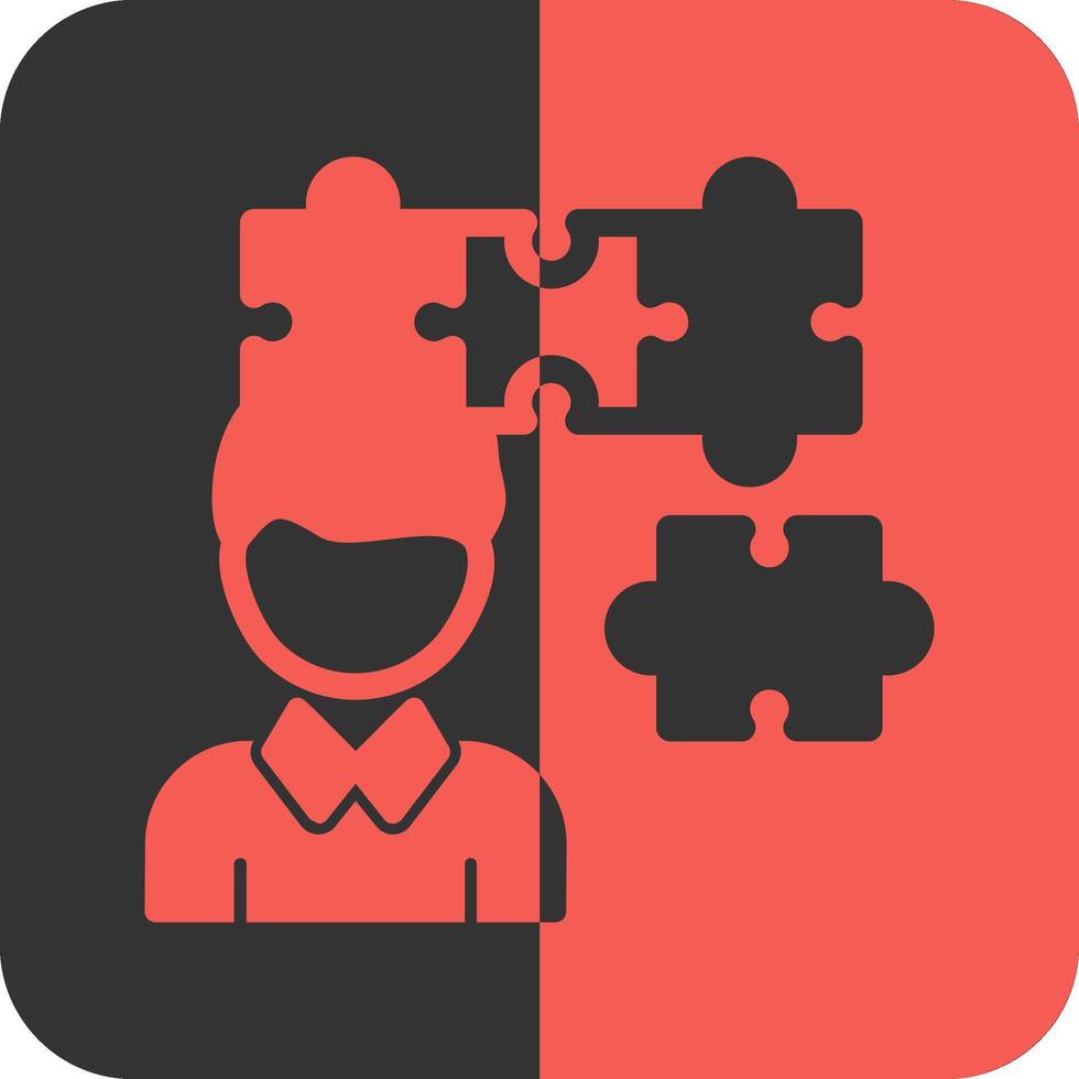 Person with a puzzle piece for fit Red Inverse Icon vector