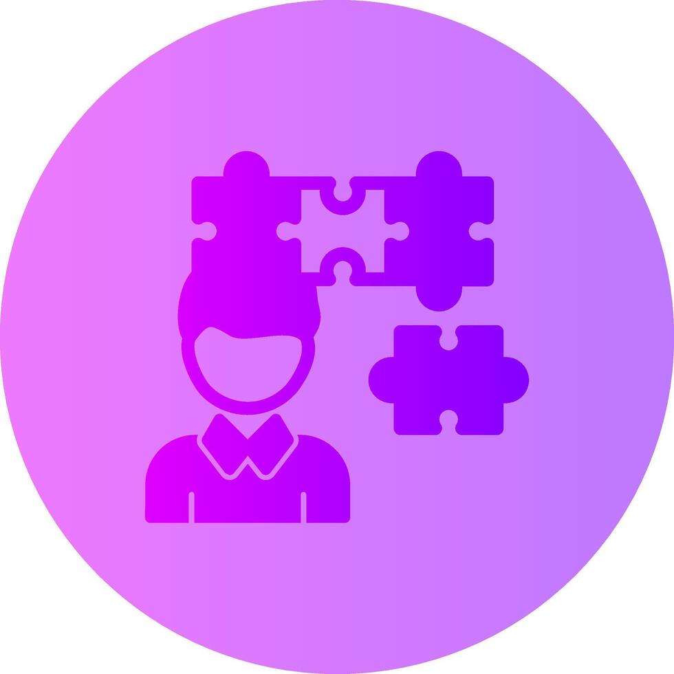 Person with a puzzle piece for fit Gradient Circle Icon vector