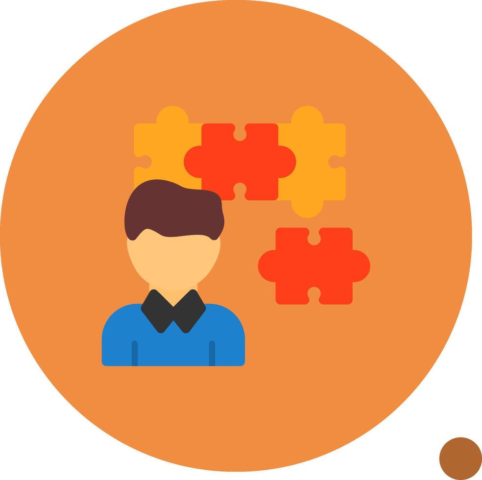 Person with a puzzle piece for fit Flat Shadow Icon vector