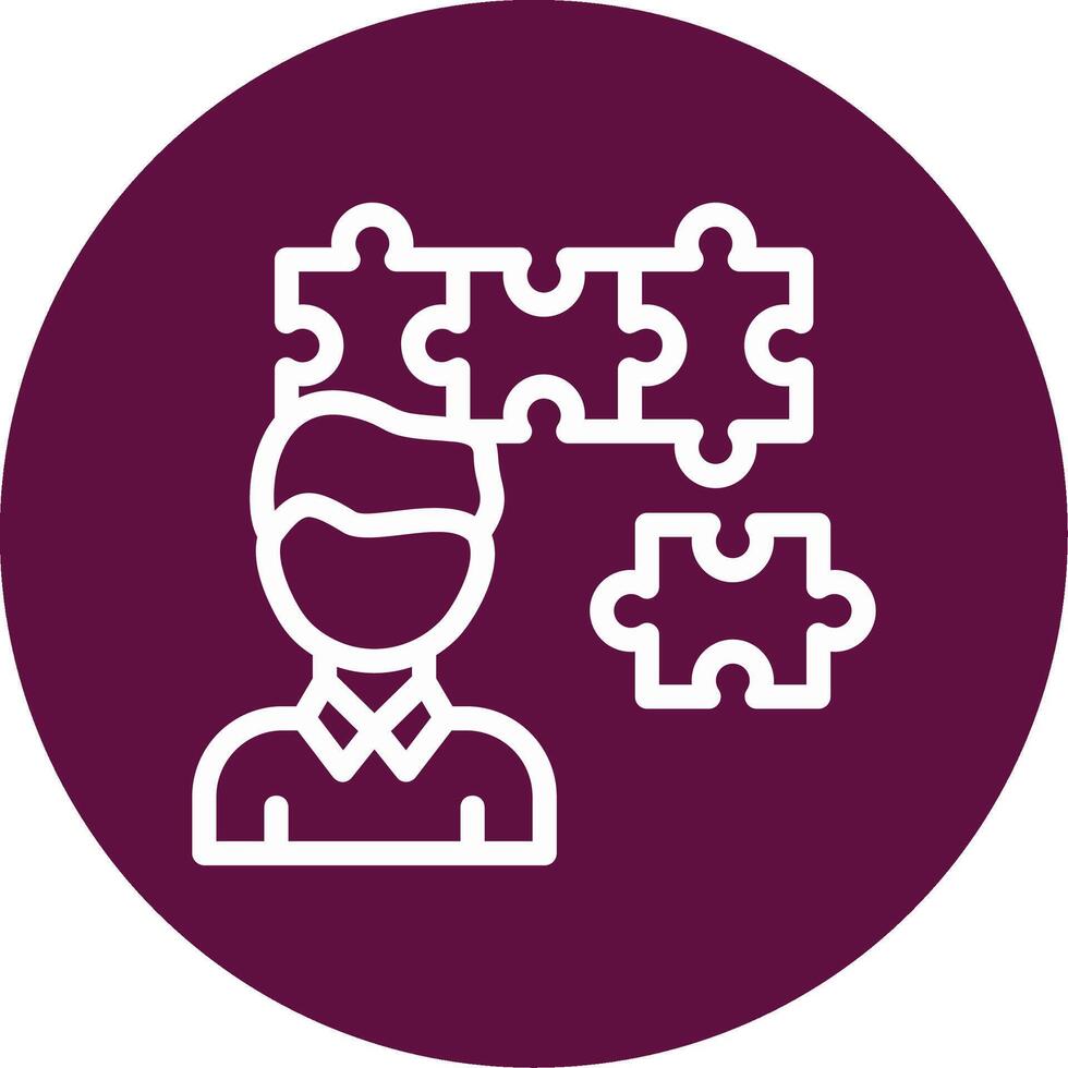 Person with a puzzle piece for fit Outline Circle Icon vector
