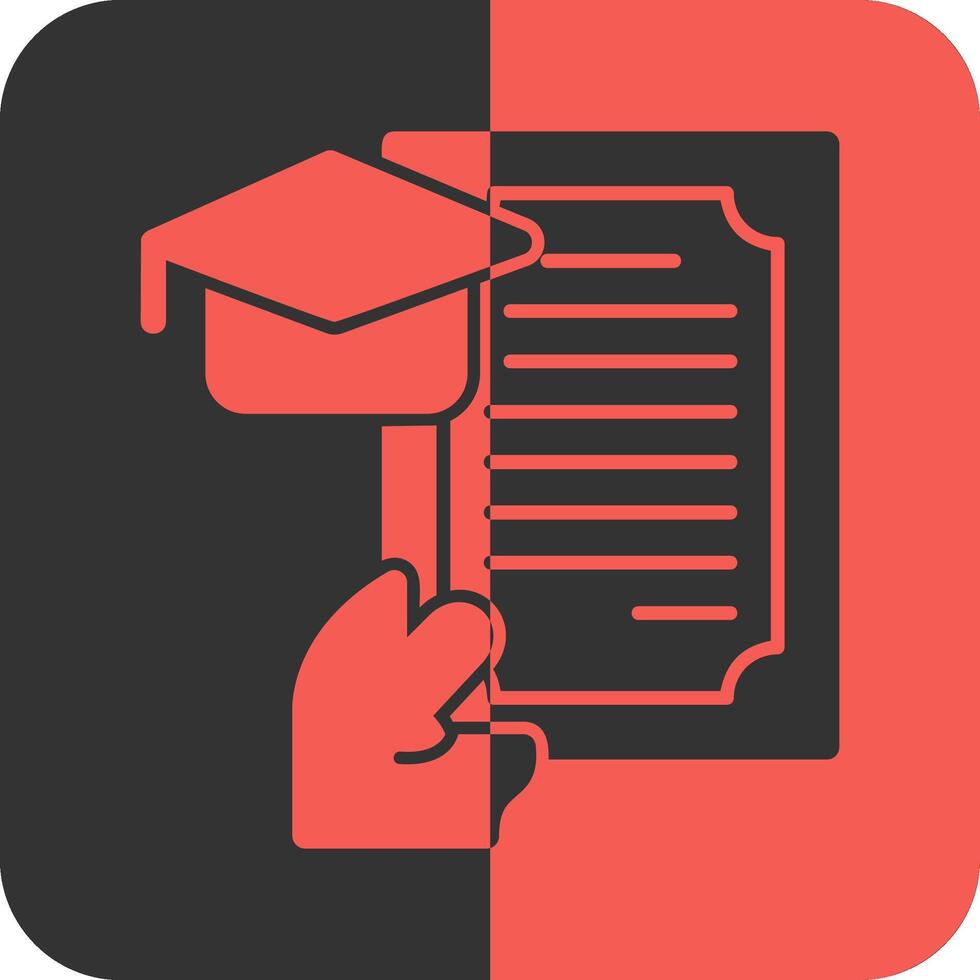 Hand holding a diploma for education Red Inverse Icon vector