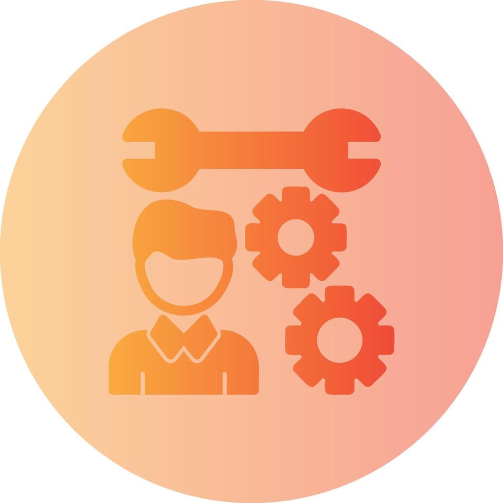 Person with a wrench for skills Gradient Circle Icon vector