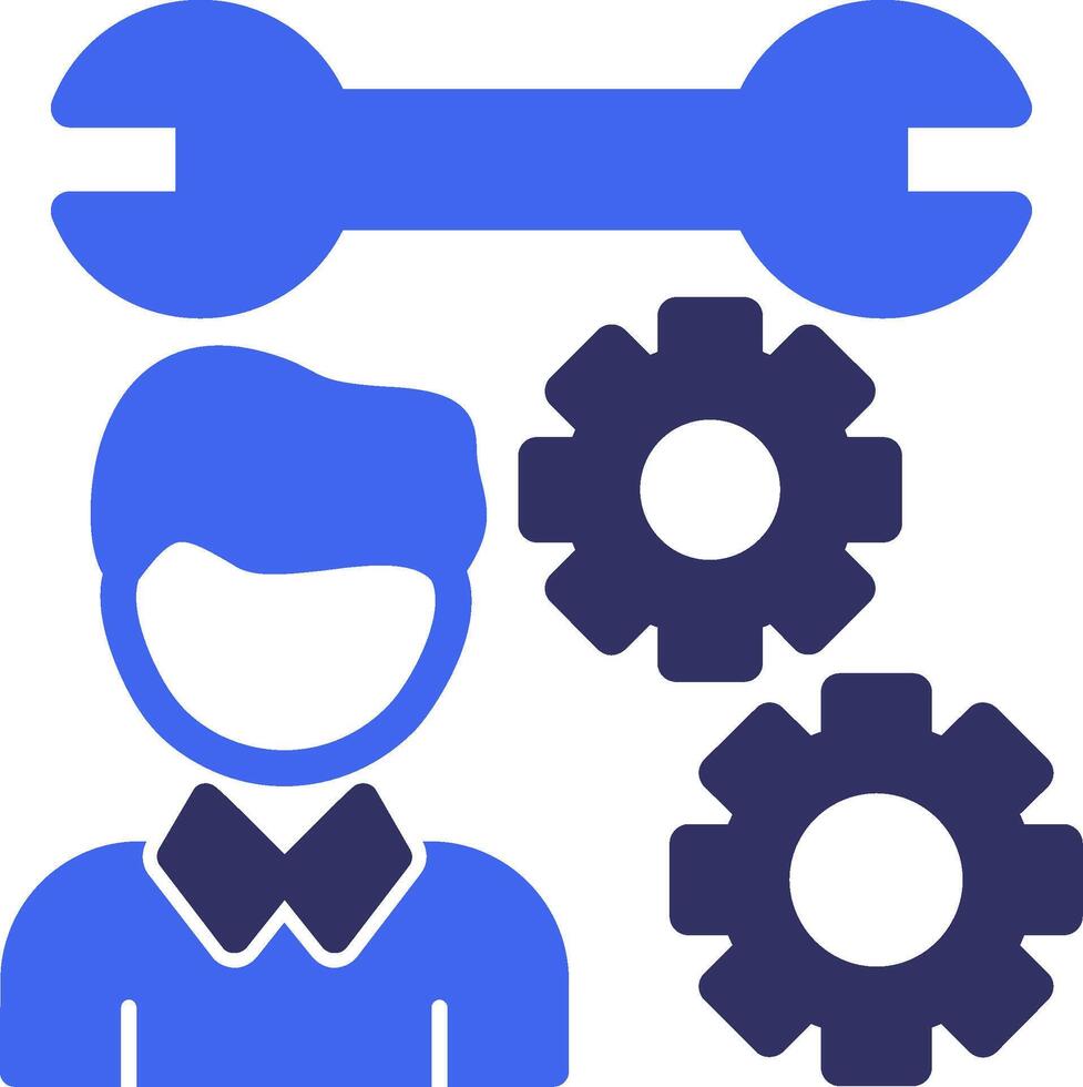 Person with a wrench for skills Solid Two Color Icon vector