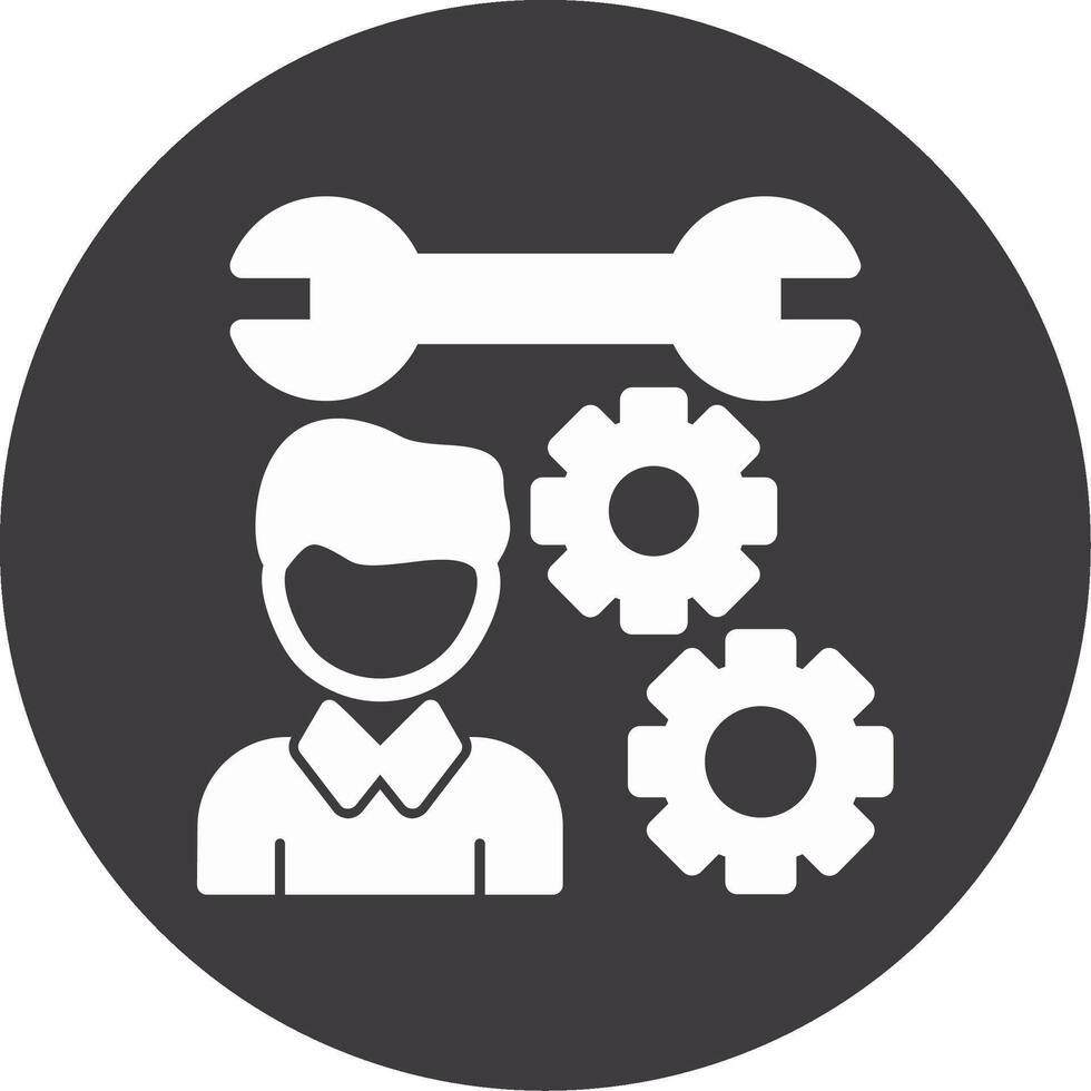 Person with a wrench for skills Glyph Circle Icon vector