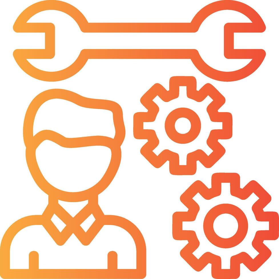 Person with a wrench for skills Linear Gradient Icon vector