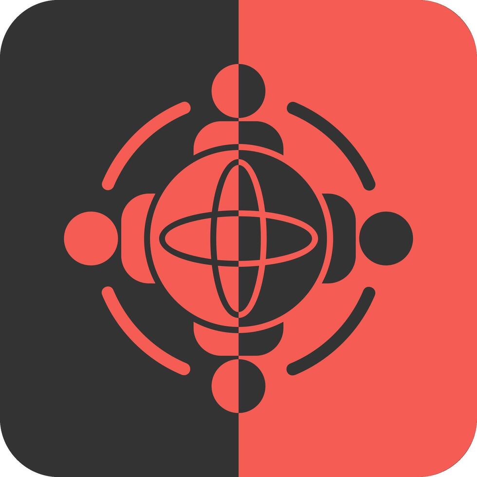 Globe with people symbolizing global opportunities Red Inverse Icon vector