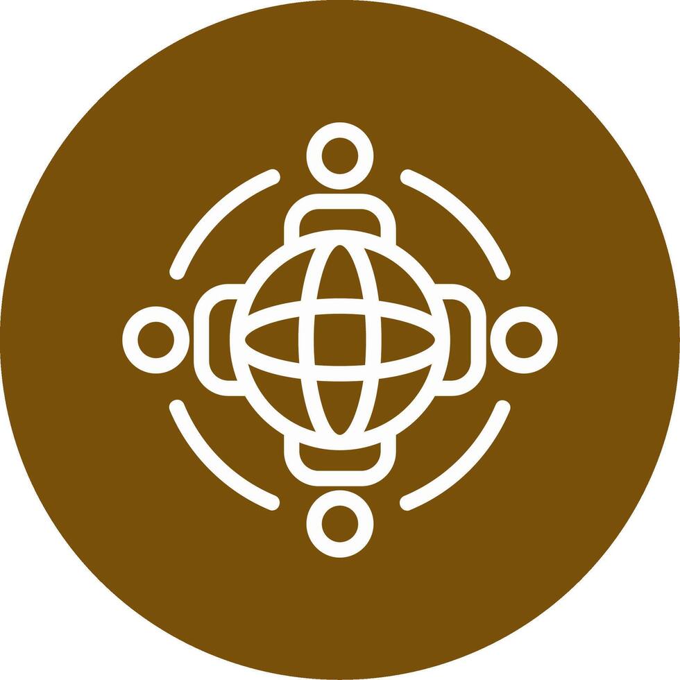 Globe with people symbolizing global opportunities Outline Circle Icon vector