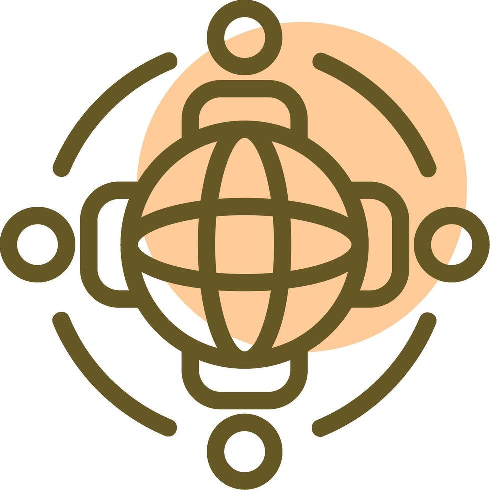 globo con personas simbolizando global oportunidades lineal circulo icono vector