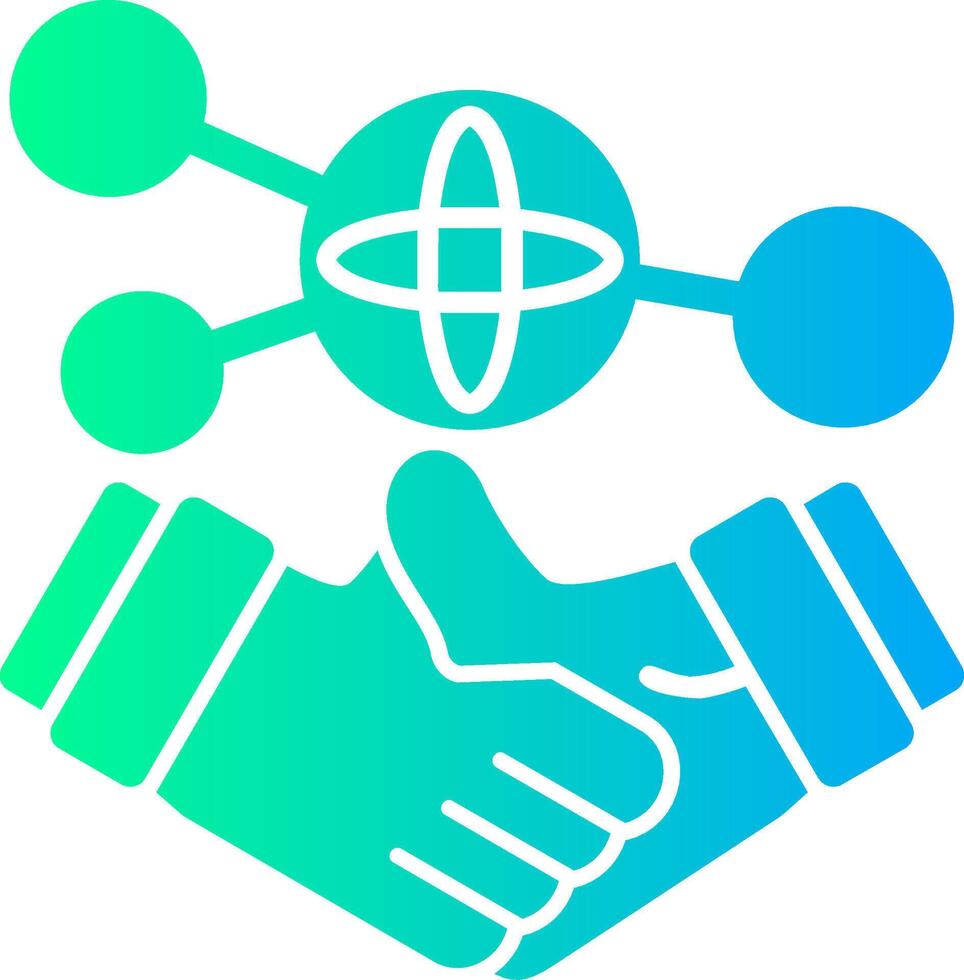 Hand holding a handshake for networking Solid Multi Gradient Icon vector