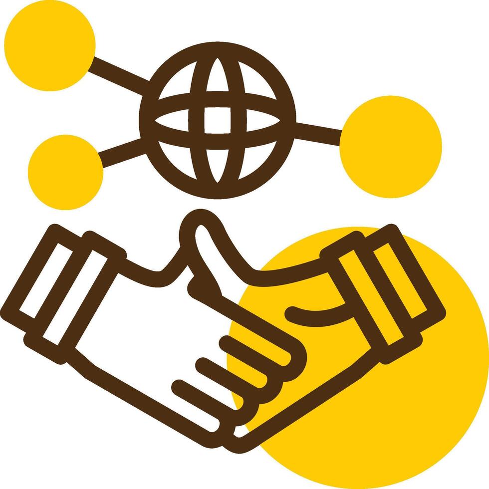 Hand holding a handshake for networking Yellow Lieanr Circle Icon vector