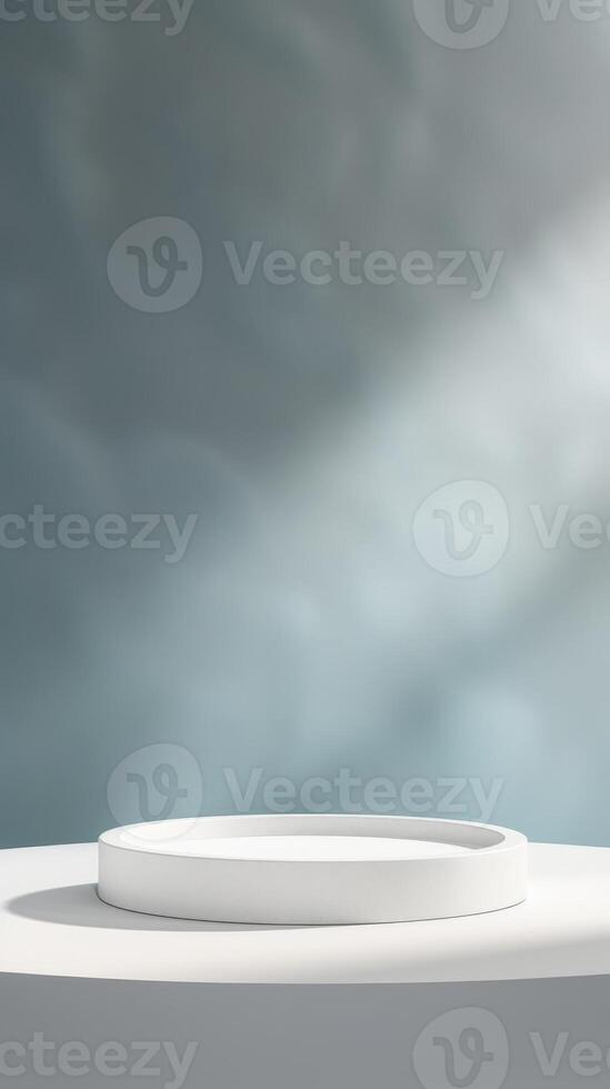 AI generated Calm White Podium with Cloudy Finish for Modern Product Background Displays photo