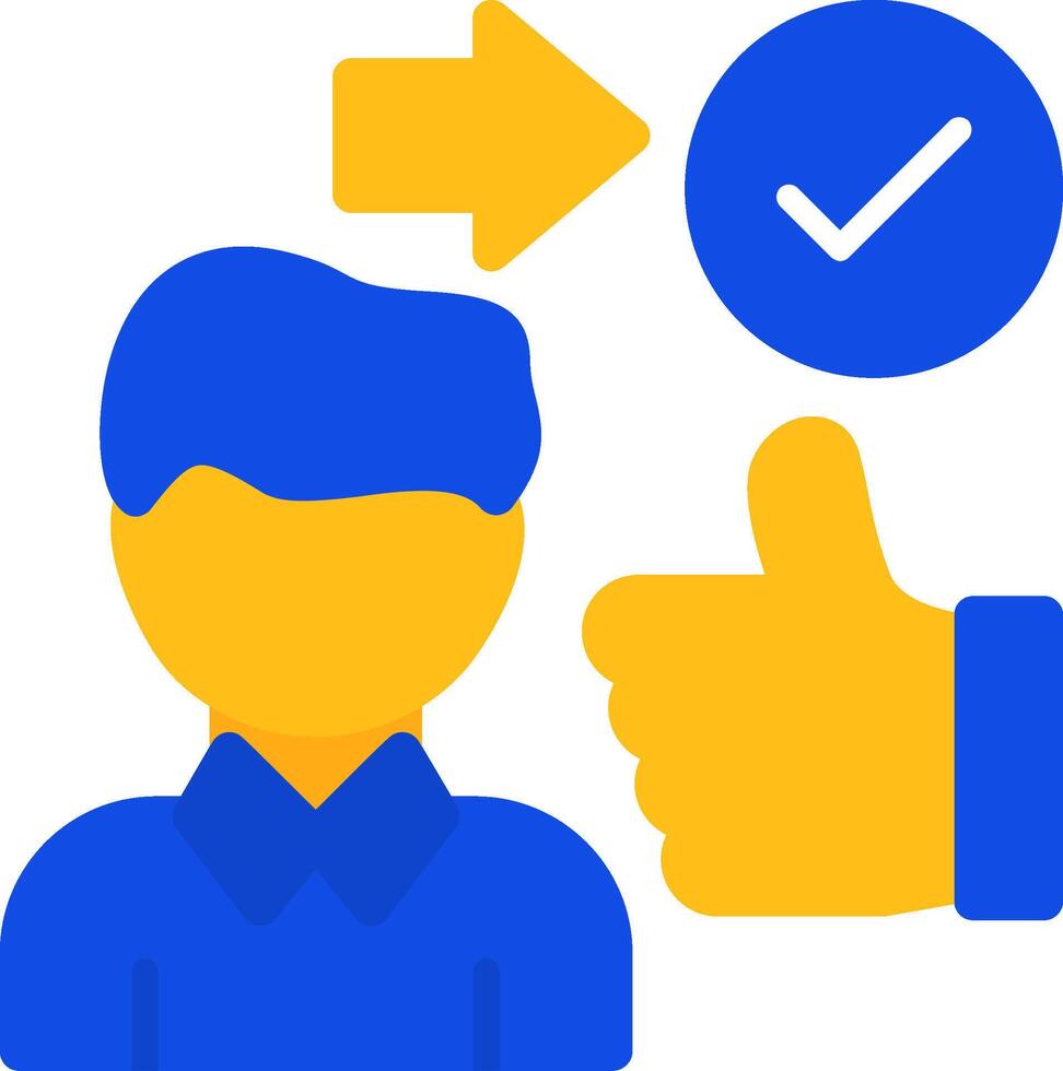 Person with a thumbs up for approval Flat Two Color Icon vector