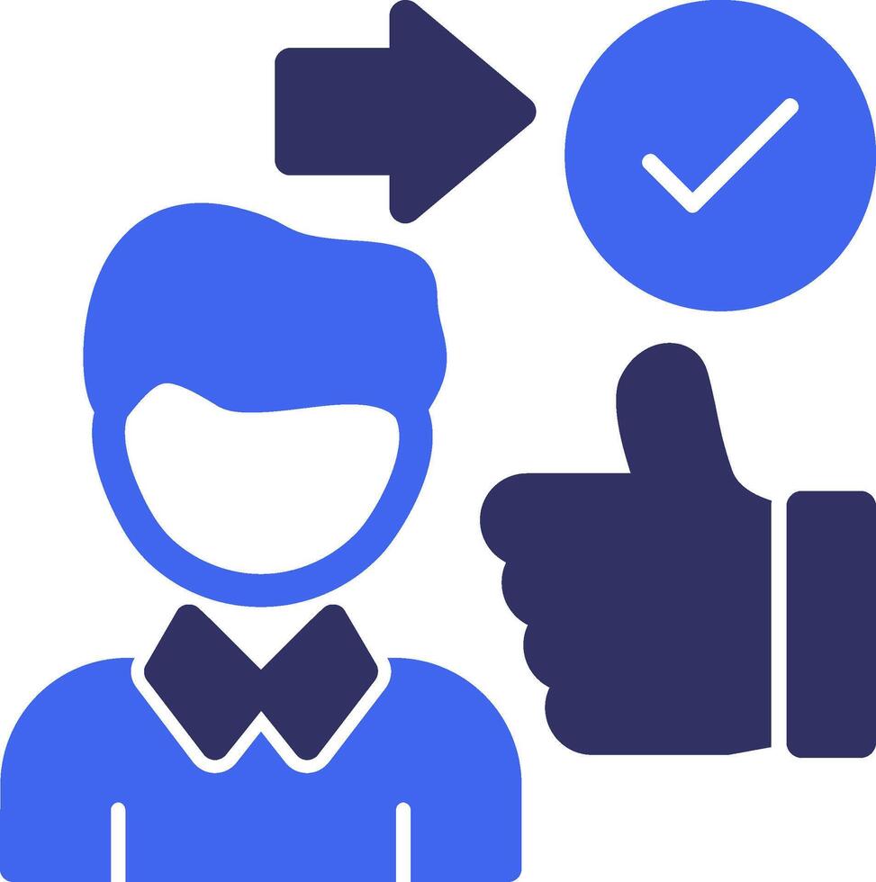 Person with a thumbs up for approval Solid Two Color Icon vector