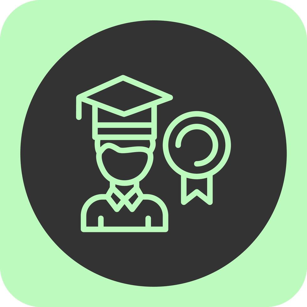 Person with a graduation cap for achievement Linear Round Icon vector