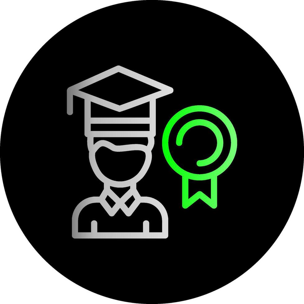 Person with a graduation cap for achievement Dual Gradient Circle Icon vector