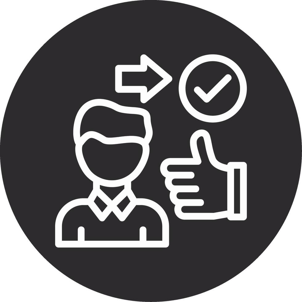 Person with a thumbs up for approval Inverted Icon vector