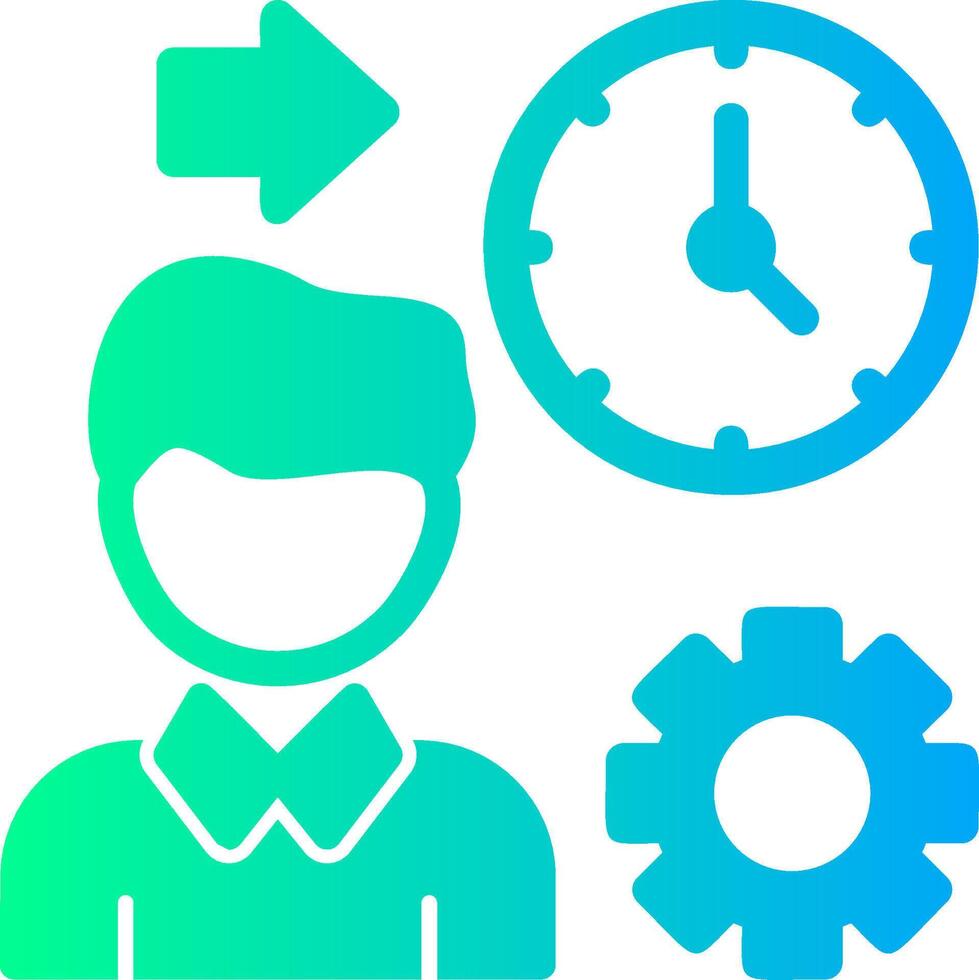Person with a clock for time management Solid Multi Gradient Icon vector