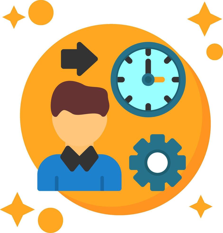 Person with a clock for time management Tailed Color Icon vector