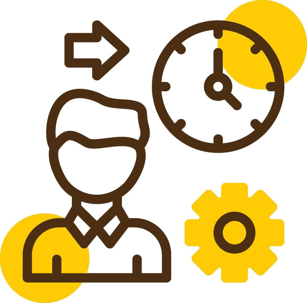 Person with a clock for time management Yellow Lieanr Circle Icon vector