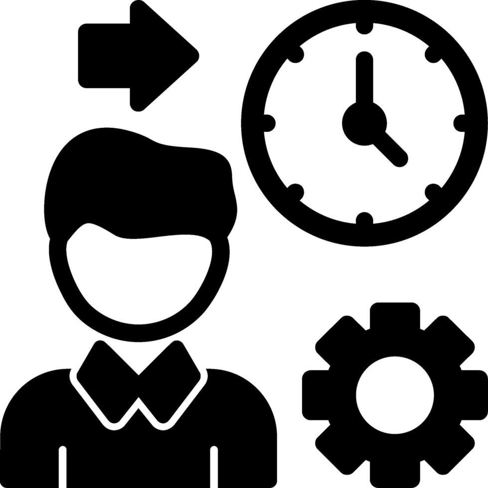 Person with a clock for time management Glyph Icon vector