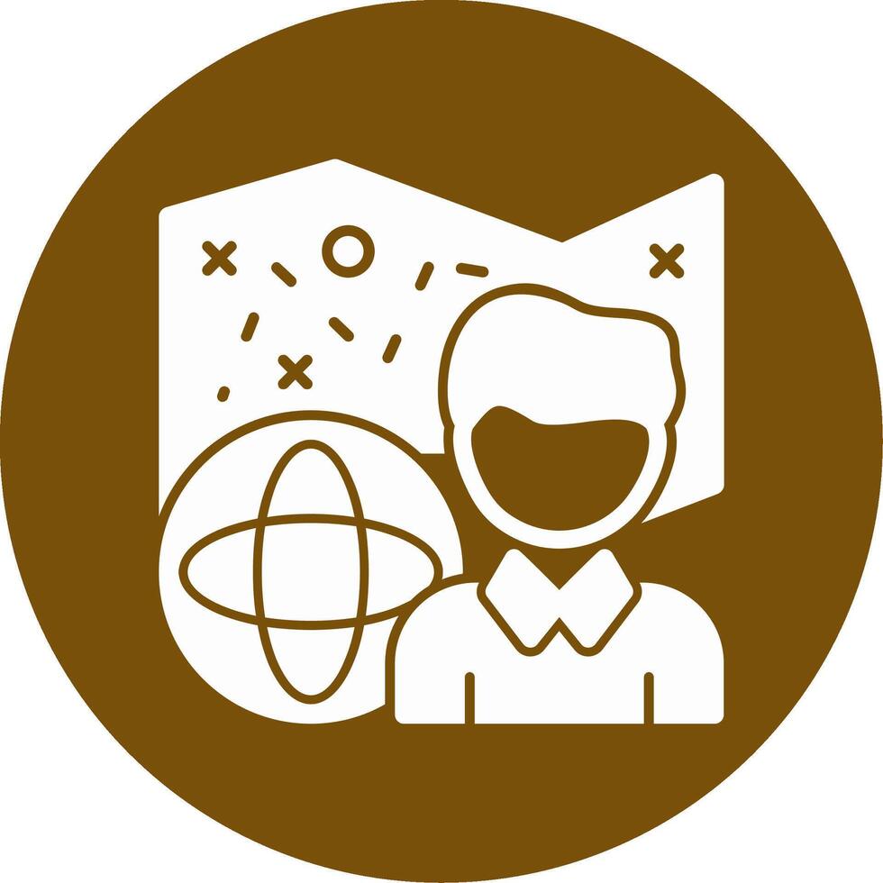 Person with a map for exploration Glyph Circle Icon vector