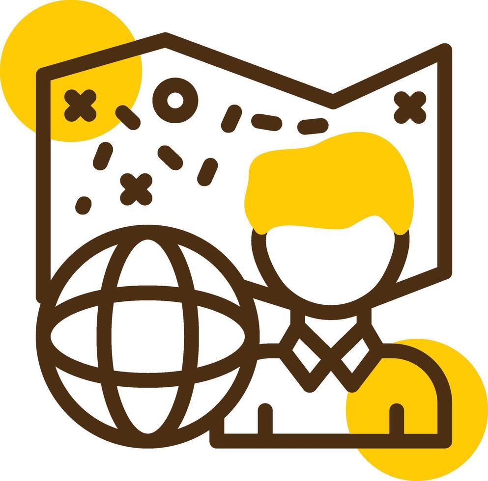 Person with a map for exploration Yellow Lieanr Circle Icon vector