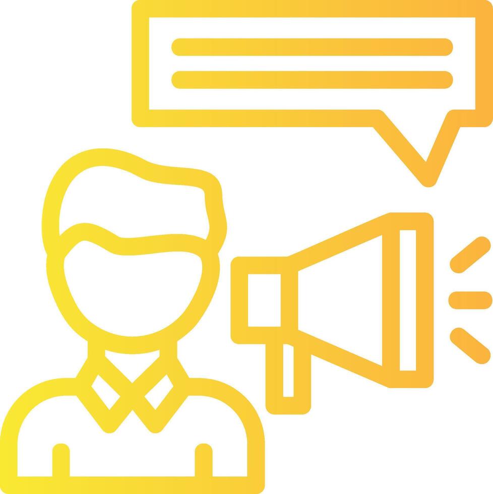Person with a megaphone for communication Linear Gradient Icon vector