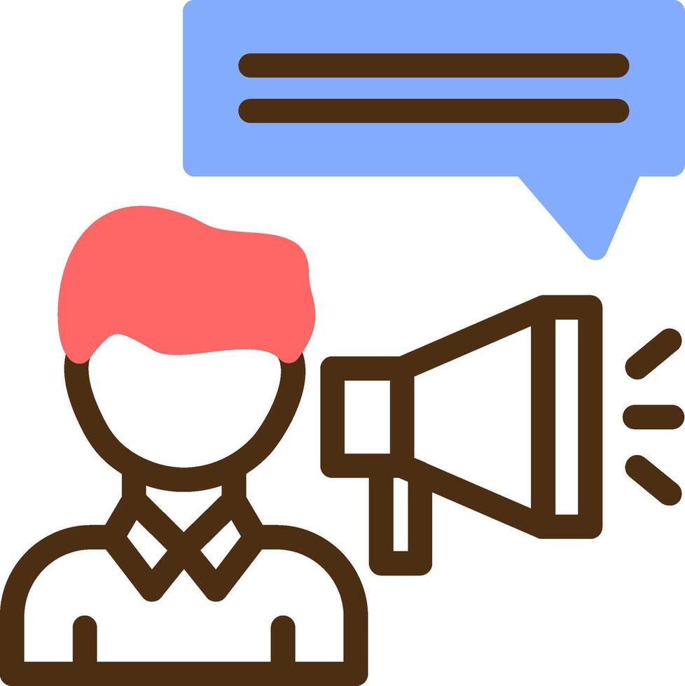 Person with a megaphone for communication Color Filled Icon vector