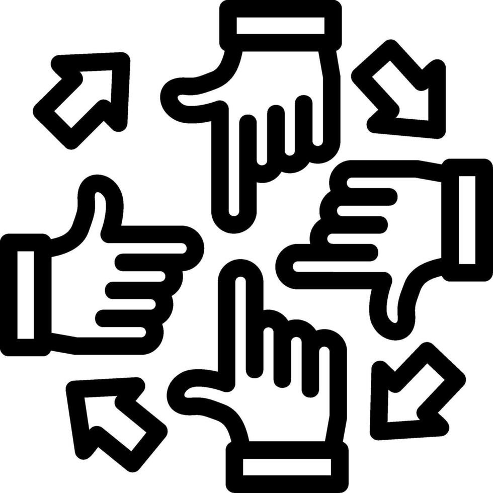 Group of people with hands in a circle for unity Line Icon vector