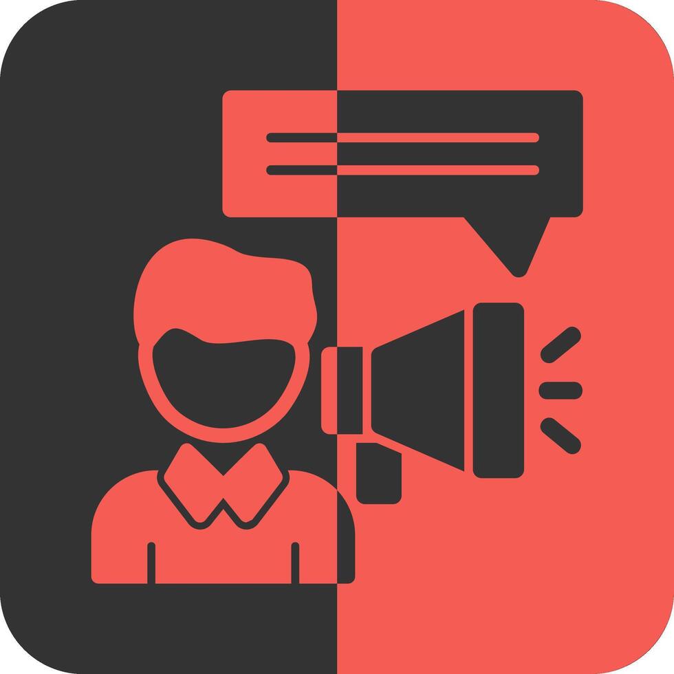 Person with a megaphone for communication Red Inverse Icon vector