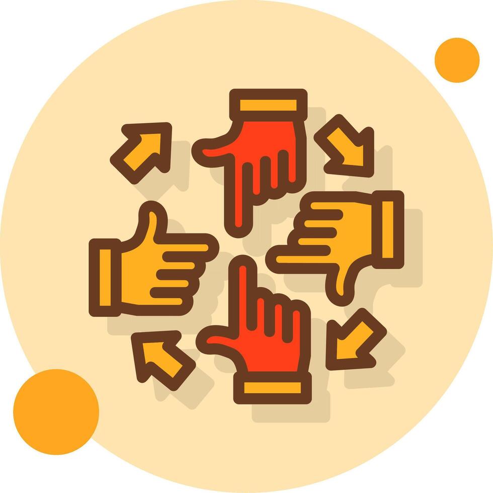 Group of people with hands in a circle for unity Filled Shadow Circle Icon vector