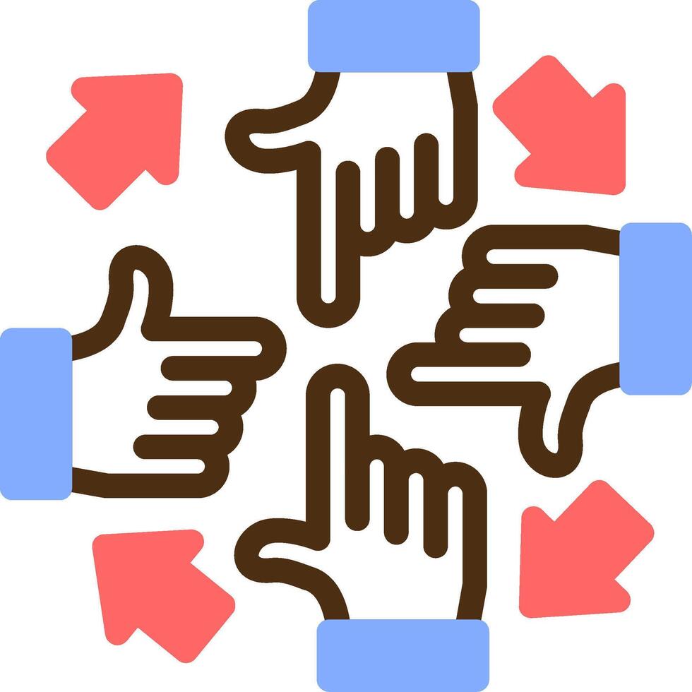 Group of people with hands in a circle for unity Color Filled Icon vector