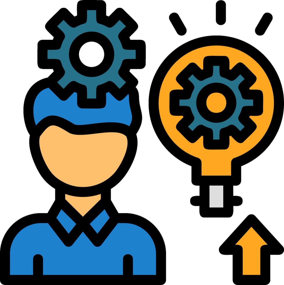 Person with a lightbulb for ideas Line Filled Icon vector