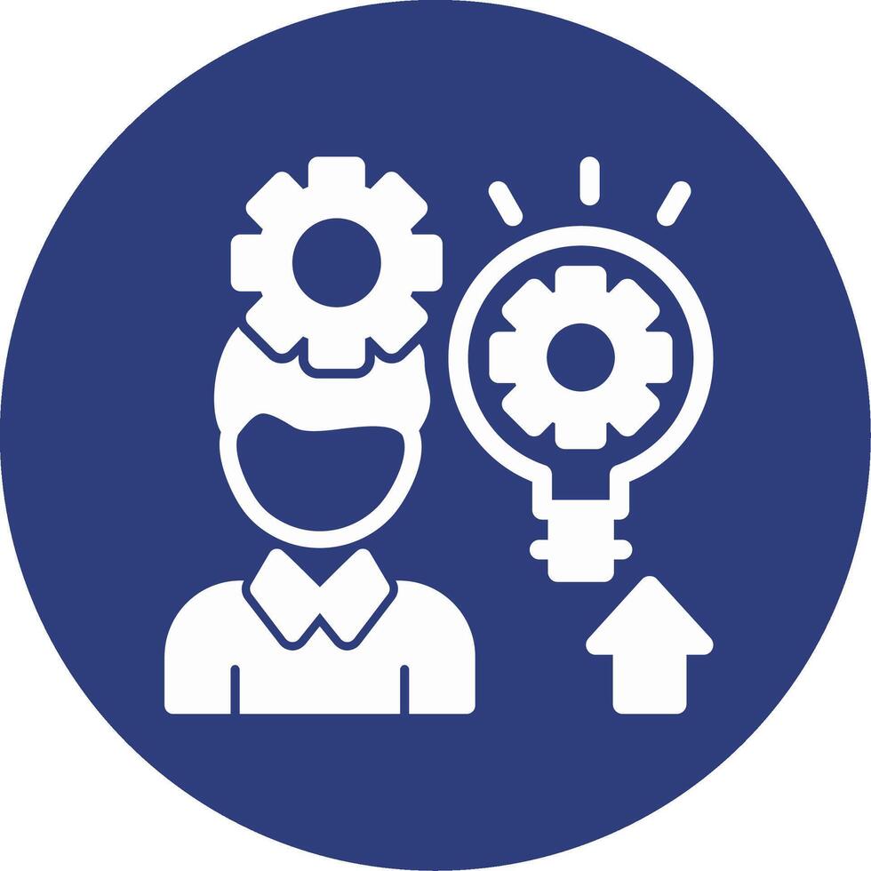 Person with a lightbulb for ideas Glyph Circle Icon vector