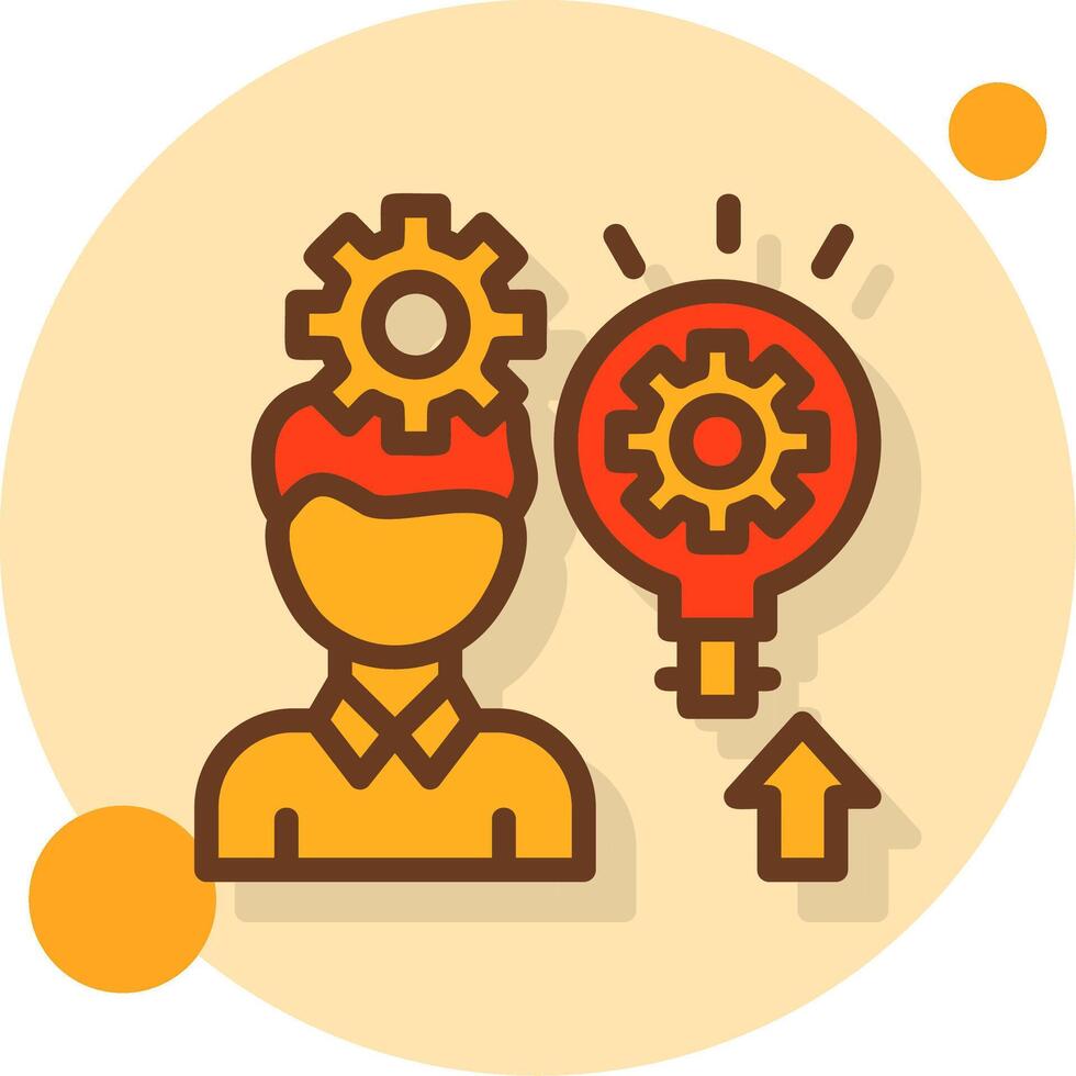 Person with a lightbulb for ideas Filled Shadow Circle Icon vector