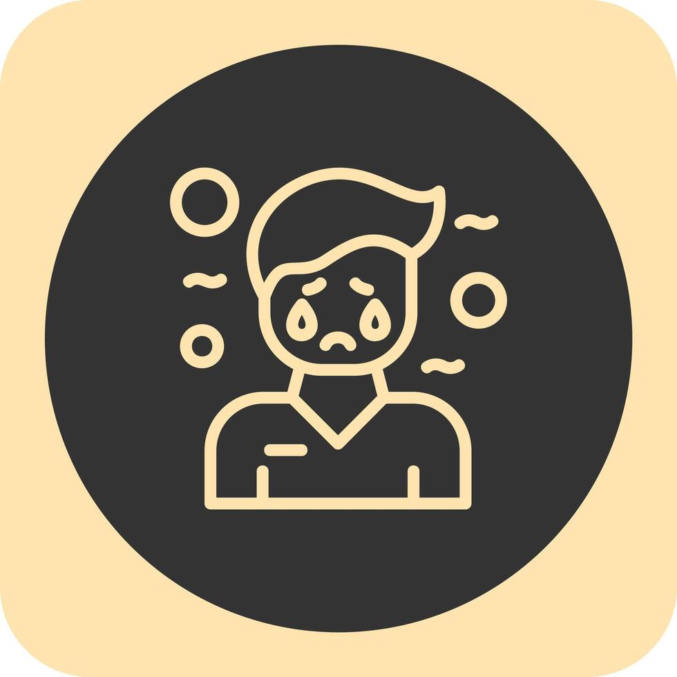 Melancholy Linear Round Icon vector