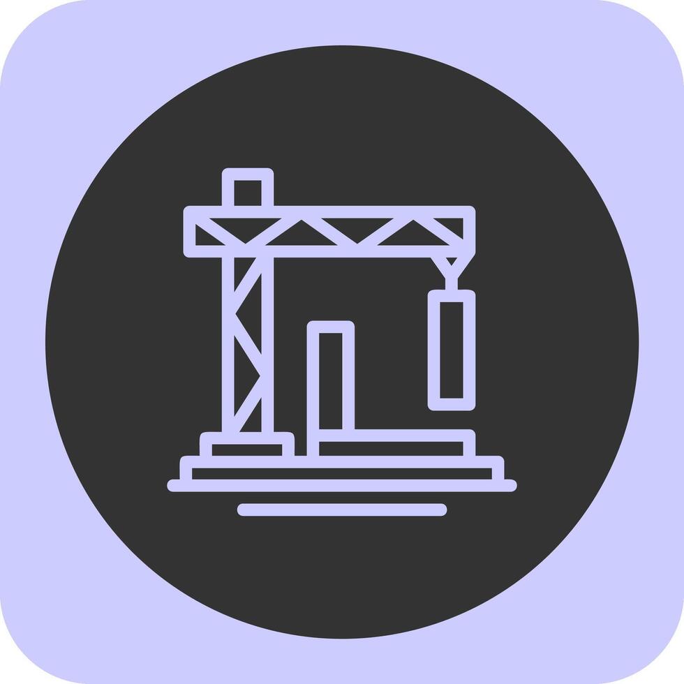 Construction Site Linear Round Icon vector