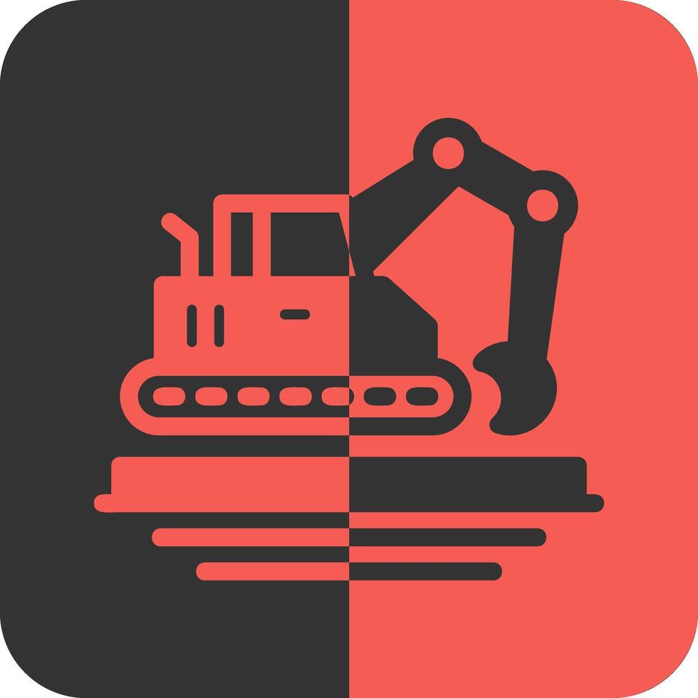 Excavator Red Inverse Icon vector