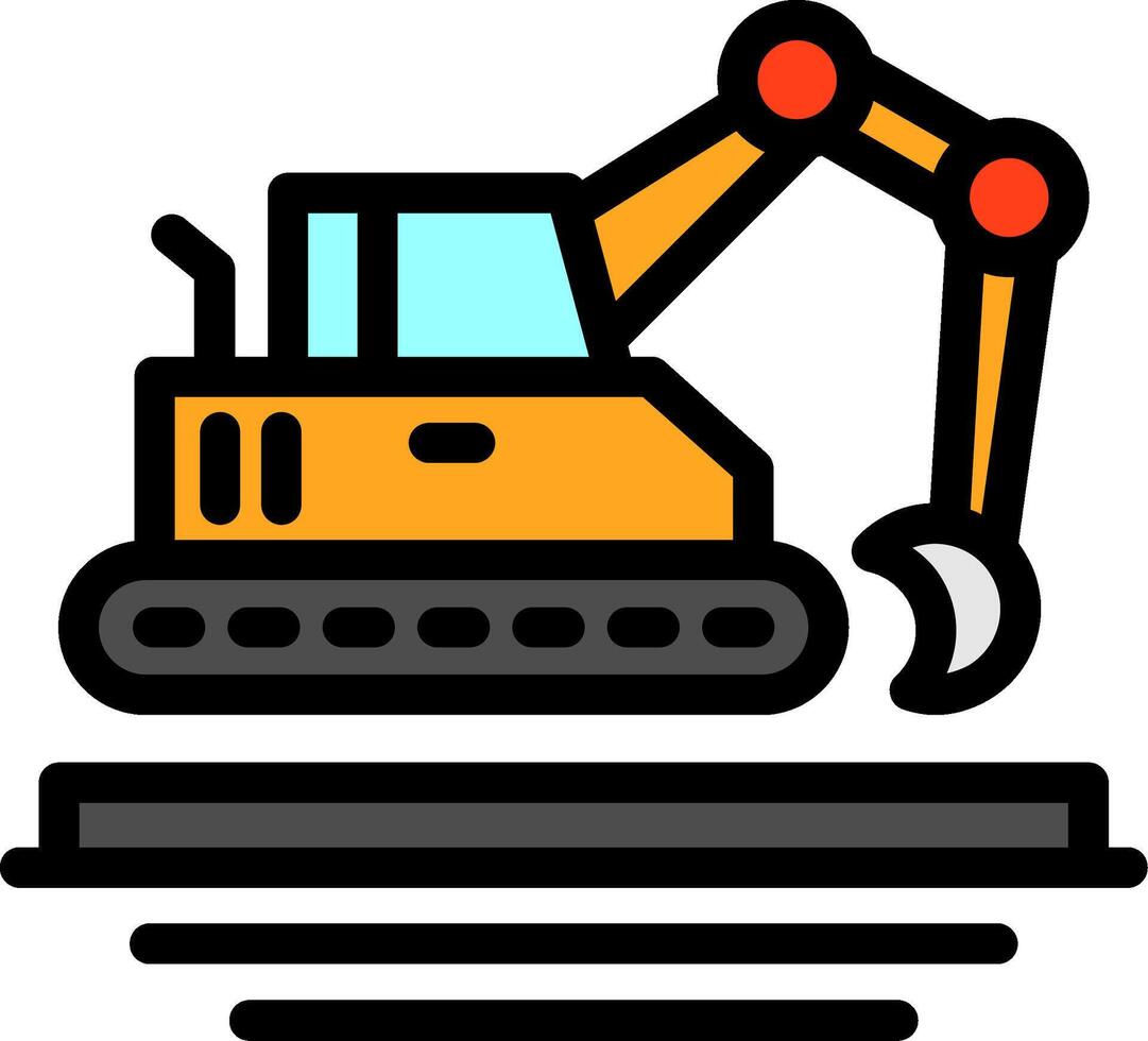 Excavator Line Filled Icon vector