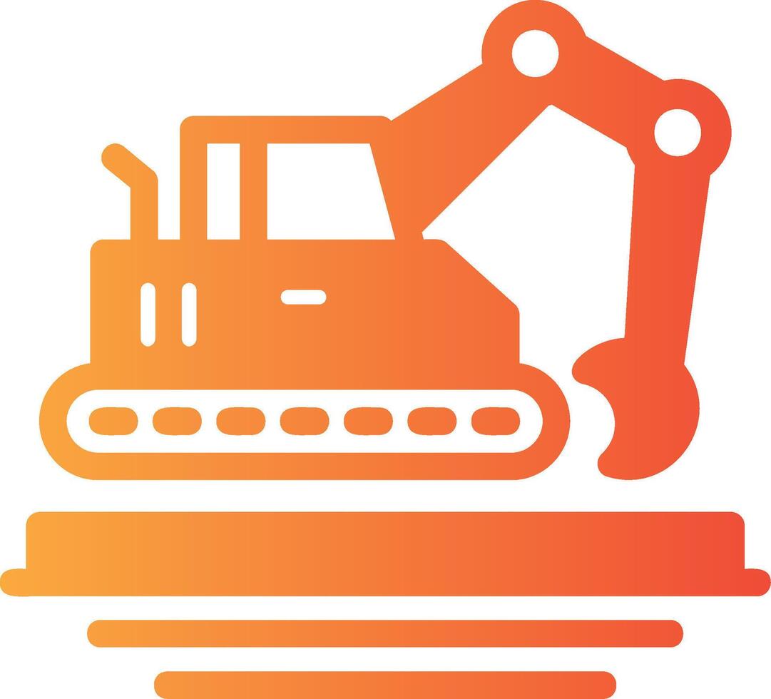 Excavator Solid Multi Gradient Icon vector
