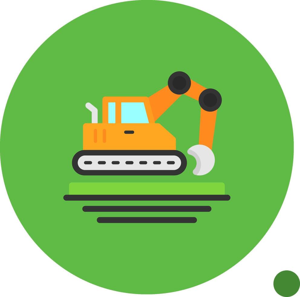 Excavator Flat Shadow Icon vector